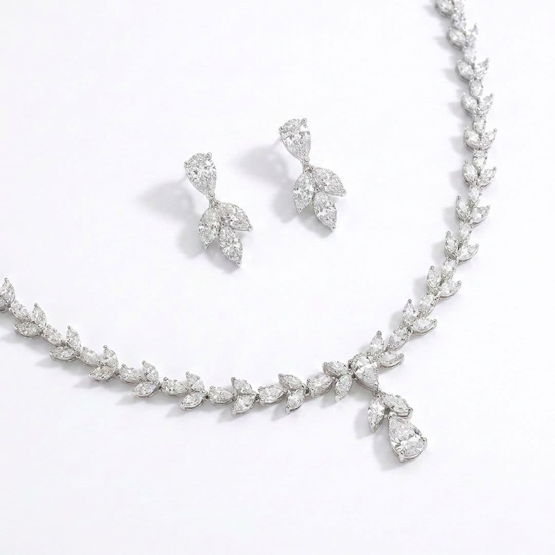 Diamond necklace and earring set