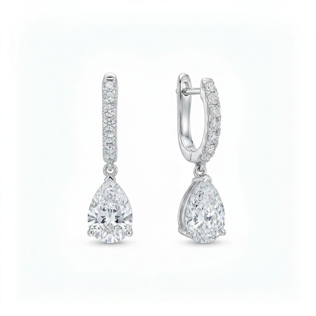 Pear diamond drop earrings